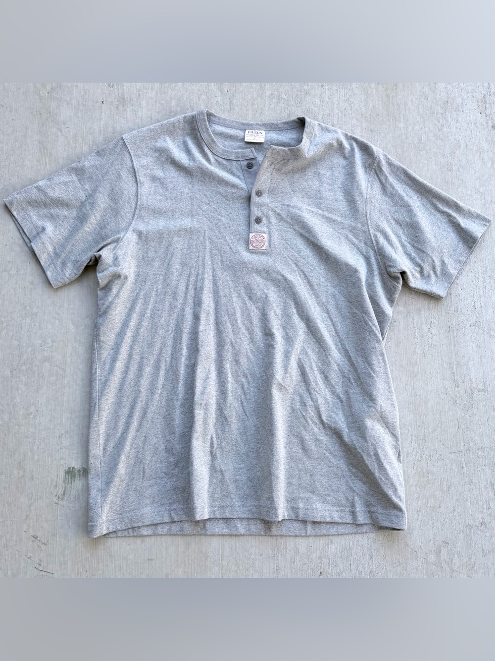 CC Filson Frontier Henley Shirt Short Sleeve Gray Size Large Outdoor Fishing